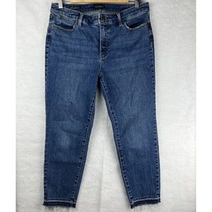 Talbots Slim Ankle Jeans Women's Size 12P Blue Denim Dark Wash